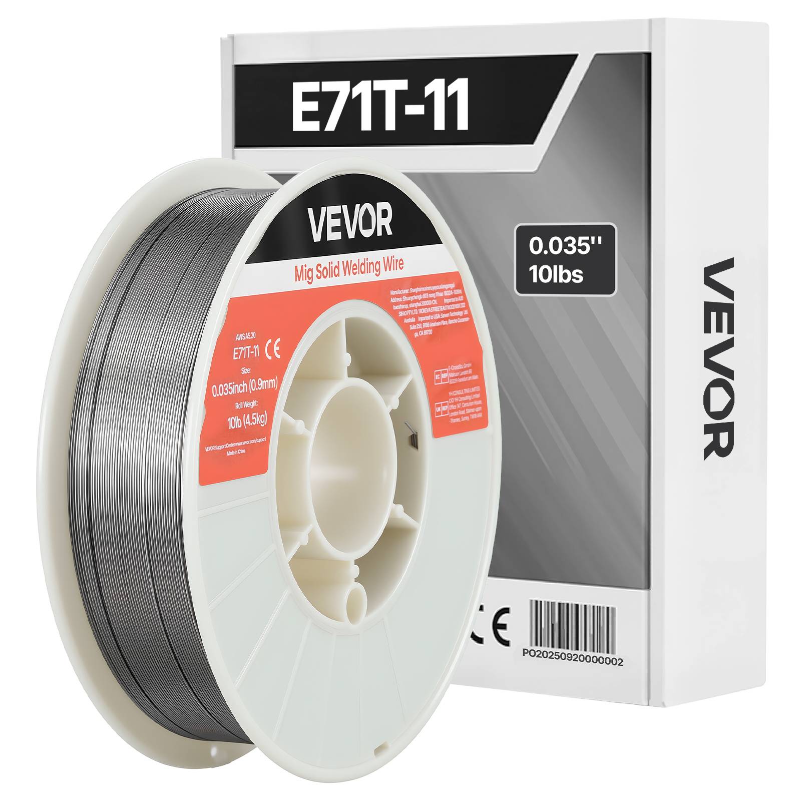 Vevor - VEVOR Fil fourré sans gaz 0,9 mm 4,5 kg - E71T-11, bobine robuste, faible projection, soudage toutes positions, acier doux. - Image 1