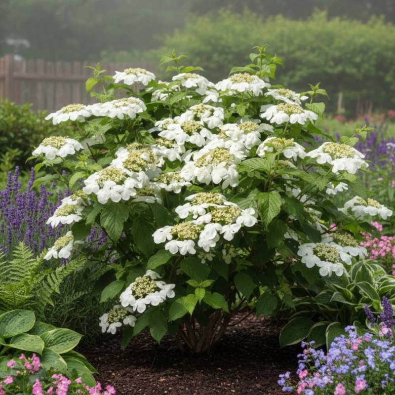 Viorne de Chine Mariesii, Viburnum à fleurs Blanche - feuillage Caduc - Pot de 3L - 20/40 cm-  hauteur à maturité De 2,50 m à 3,00 m - Image 6