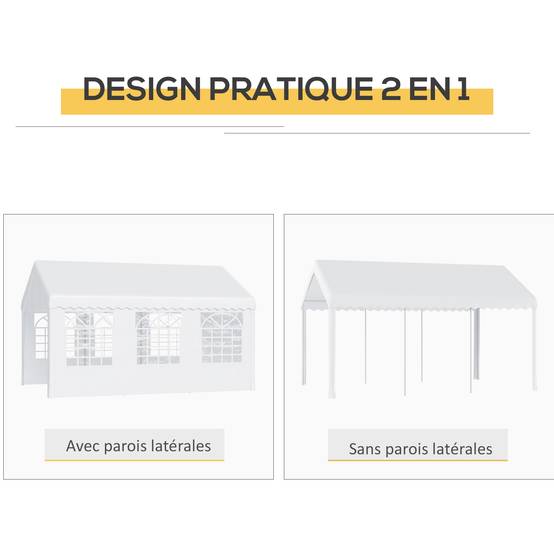 Tente de Réception Barnum Acier Galvanisé Événements Extérieurs Anti-UV 6x4m Blanc - ComfortXL Outdoor Living - Image 8