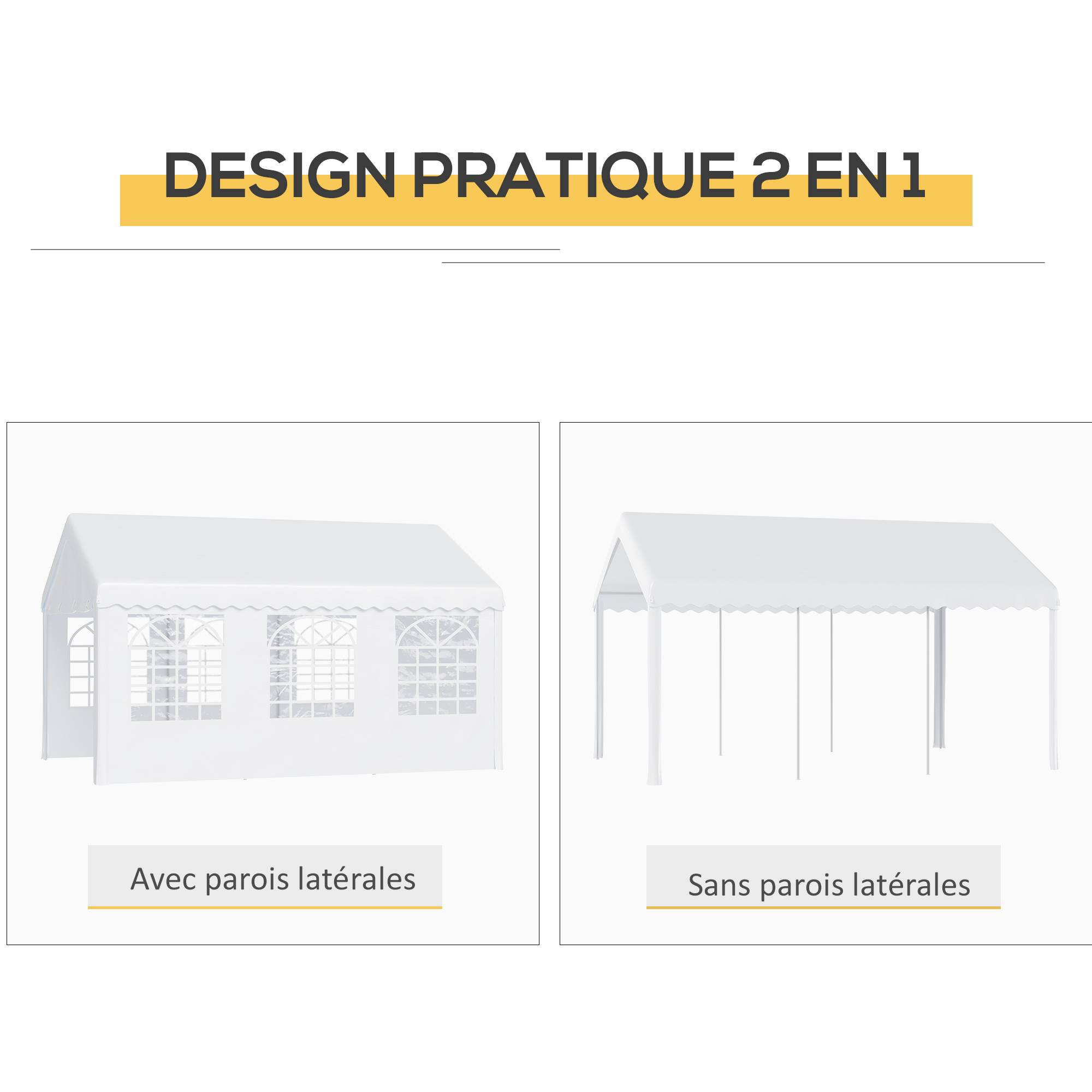 Tente de Réception Barnum Acier Galvanisé Événements Extérieurs Anti-UV 6x4m Blanc - ComfortXL Outdoor Living - Image 8