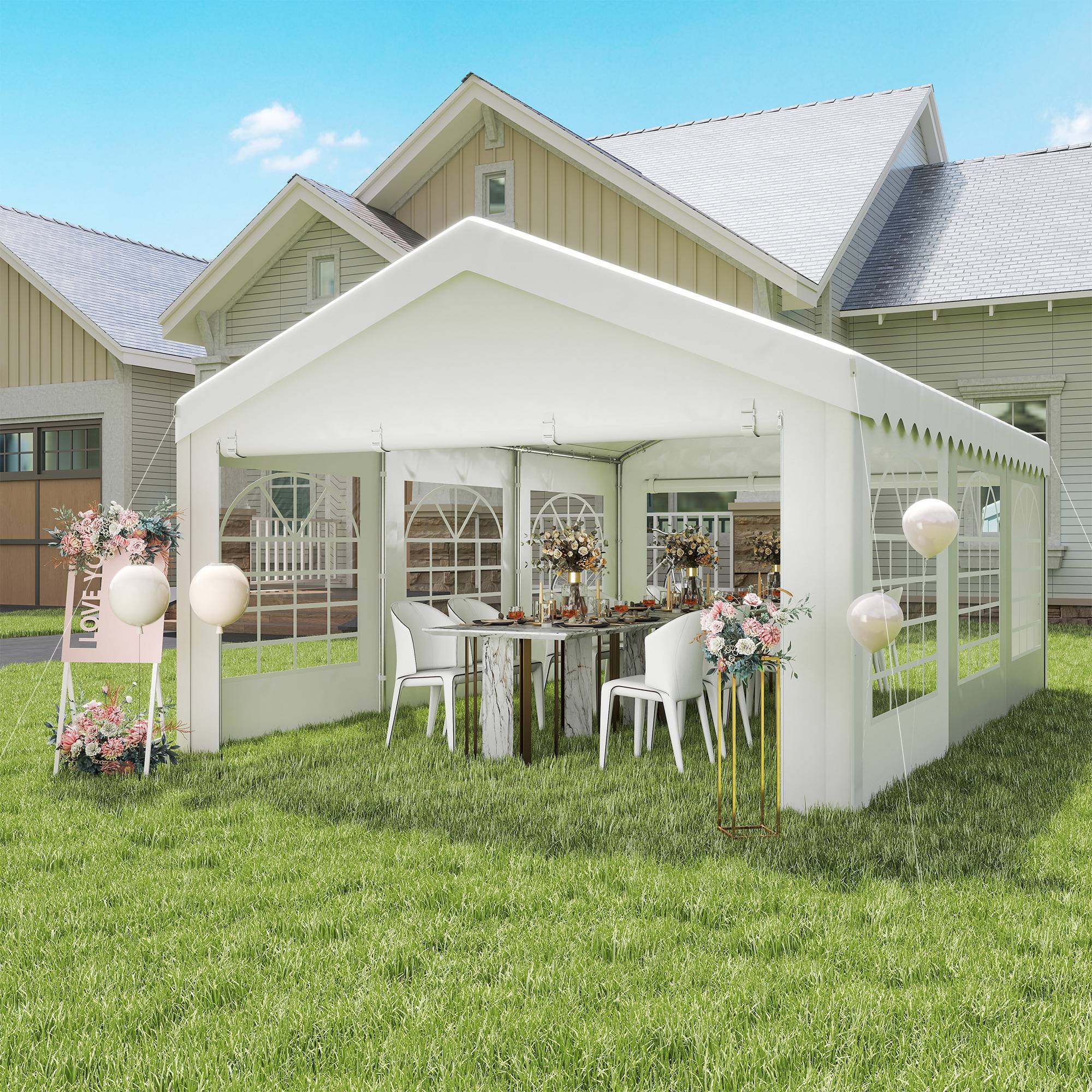 Tente de Réception Barnum Acier Galvanisé Événements Extérieurs Anti-UV 6x4m Blanc - ComfortXL Outdoor Living - Image 10