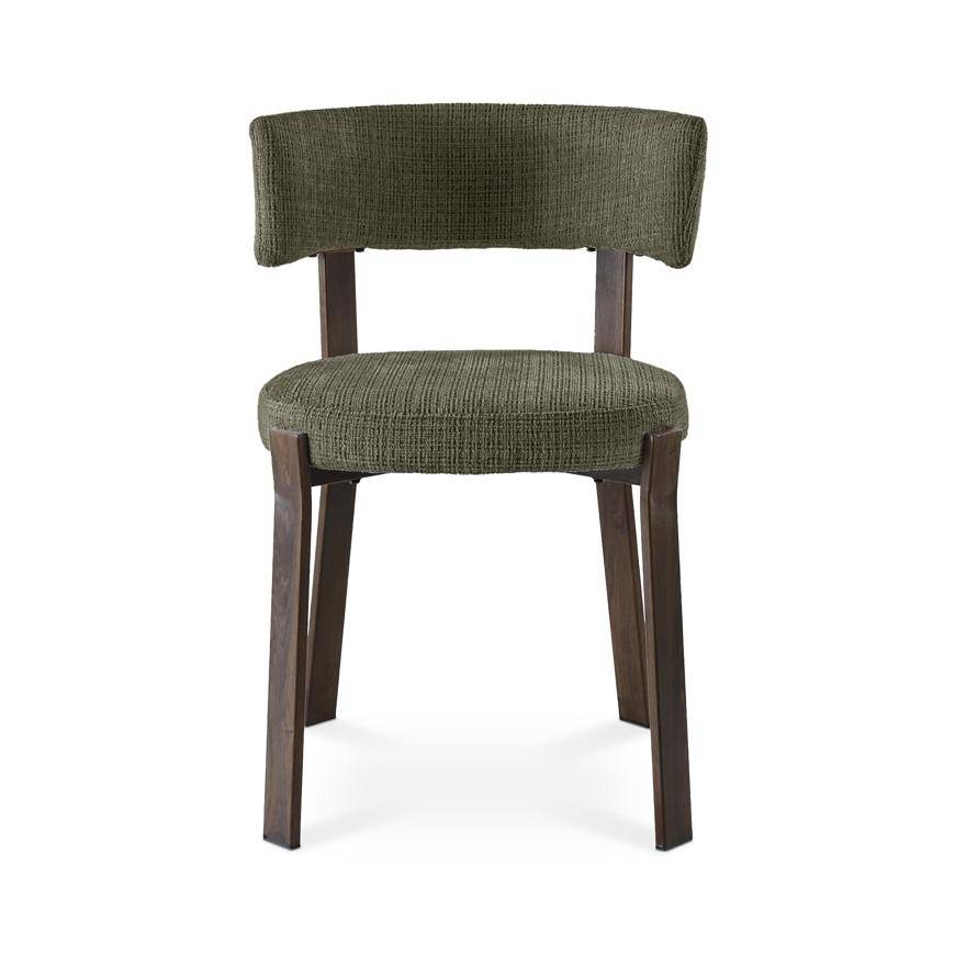Sicaan Lot de 4 chaises style japandi tissu chenille kaki pieds métal effet noyer - ZOE - Image 6