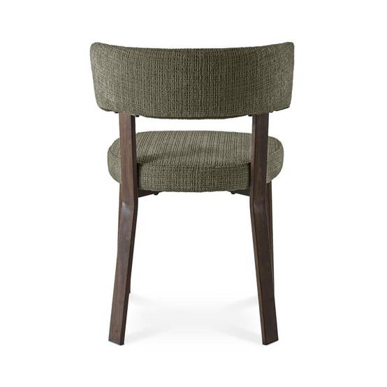 Sicaan Lot de 4 chaises style japandi tissu chenille kaki pieds métal effet noyer - ZOE - Image 5