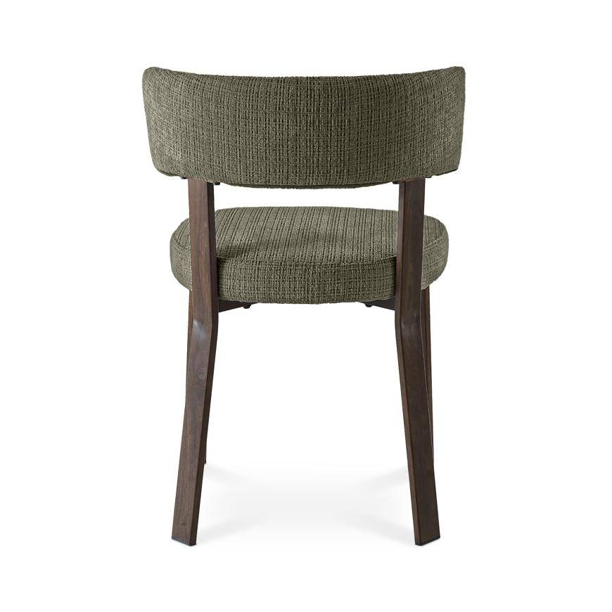 Sicaan Lot de 4 chaises style japandi tissu chenille kaki pieds métal effet noyer - ZOE - Image 5
