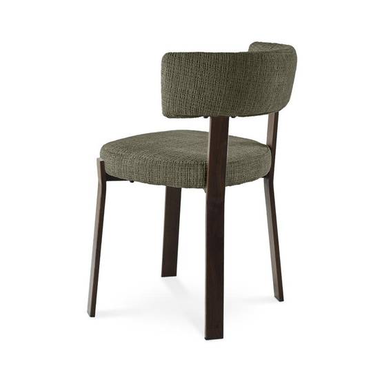 Sicaan Lot de 4 chaises style japandi tissu chenille kaki pieds métal effet noyer - ZOE - Image 4