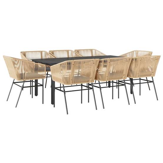 Vidaxl - Ensemble à manger jardin coussins 9pcs marron poly rotin verre vidaXL 3334624 - Image 2