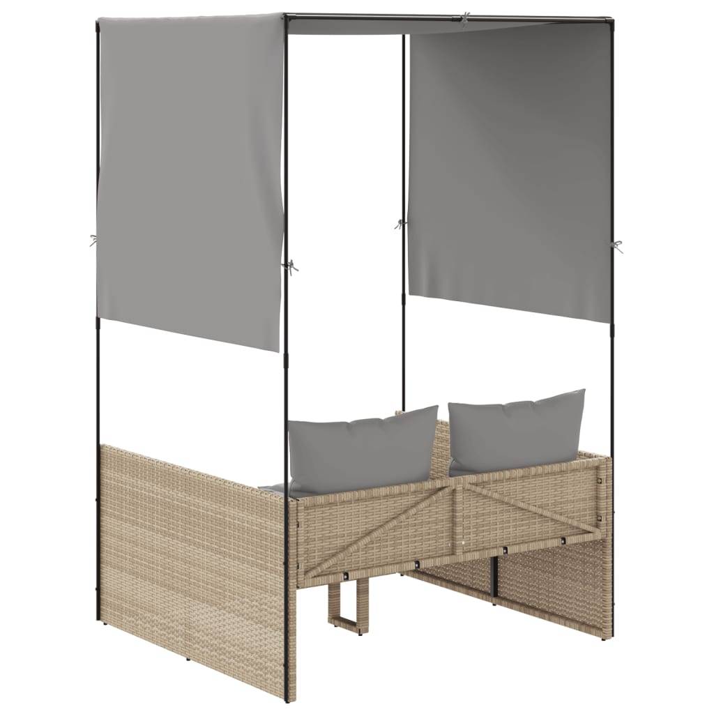 Bain de Soleil Double Toit Résine Tressée Coussins Jardin Beige – ComfortXL Outdoor Living - Image 5