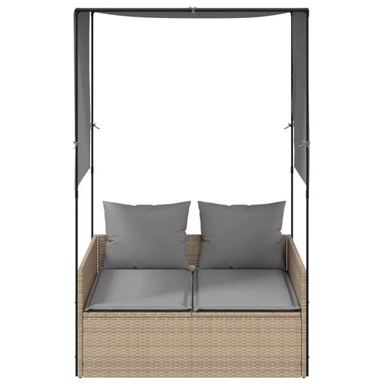 Bain de Soleil Double Toit Résine Tressée Coussins Jardin Beige – ComfortXL Outdoor Living - Image 3