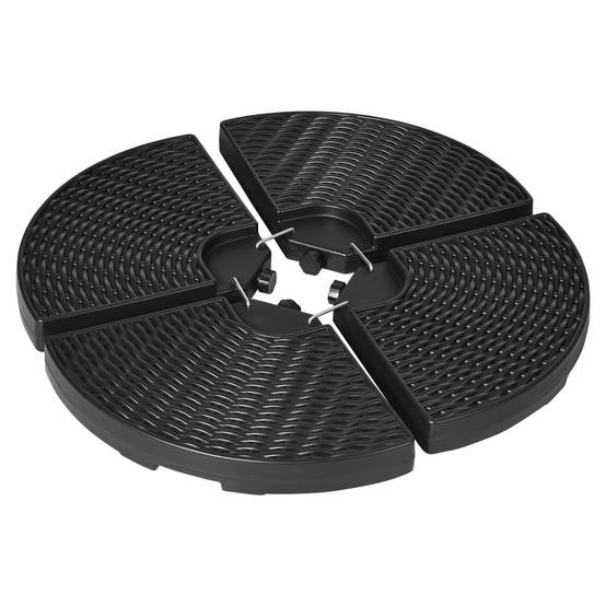 Poids parasol déporté plastique HDPE extérieur remplissage eau sable 100x100cm noir - ComfortXL Outdoor Living - Image 1