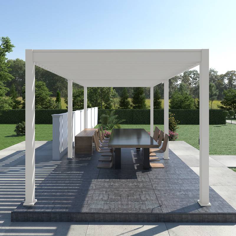 Ombrea - Pergola bioclimatique Ombréa autoportante VS - 3x6M Blanc + 2 stores - Image 3