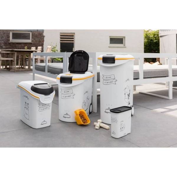 CURVER Conteneur a croquettes pour chien a roulettes 20 kg - 54L - Le diner et servi - Image 4