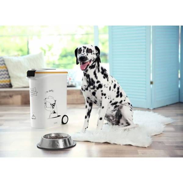 CURVER Conteneur a croquettes pour chien a roulettes 20 kg - 54L - Le diner et servi - Image 2