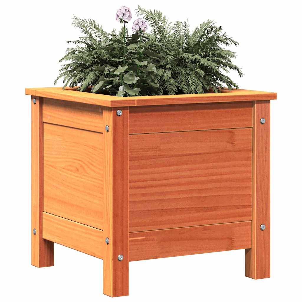 ComfortXL - Cache-pot Carré en Pin Massif Finition Cirée – Bac à Fleurs Rustique et Robuste pour Terrasse ou Jardin – 40x40cm Brun – ComfortXL Outdoor Living - Image 3