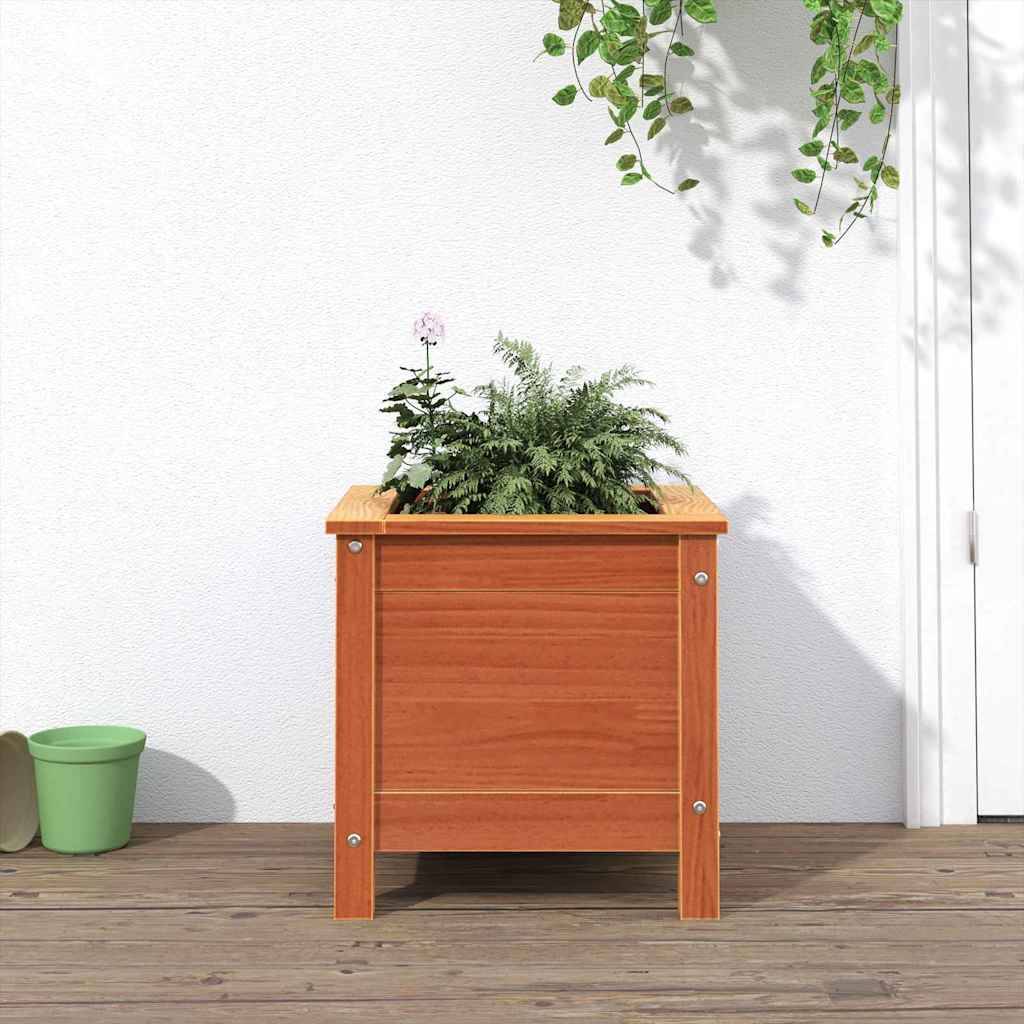 ComfortXL - Cache-pot Carré en Pin Massif Finition Cirée – Bac à Fleurs Rustique et Robuste pour Terrasse ou Jardin – 40x40cm Brun – ComfortXL Outdoor Living - Image 1