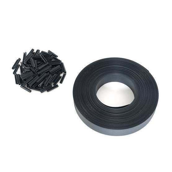 Kit brise vue occultant en PVC pour clôture à lamelles - 60 M - Unité - Gris - TERRE JARDIN - Image 1