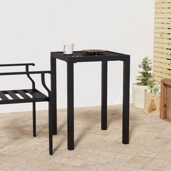 Petite Table de Bistrot Carrée 50x50cm Acier Anthracite, Plateau en Maille Idéale pour Balcon – ComfortXL Outdoor Living - Image 1