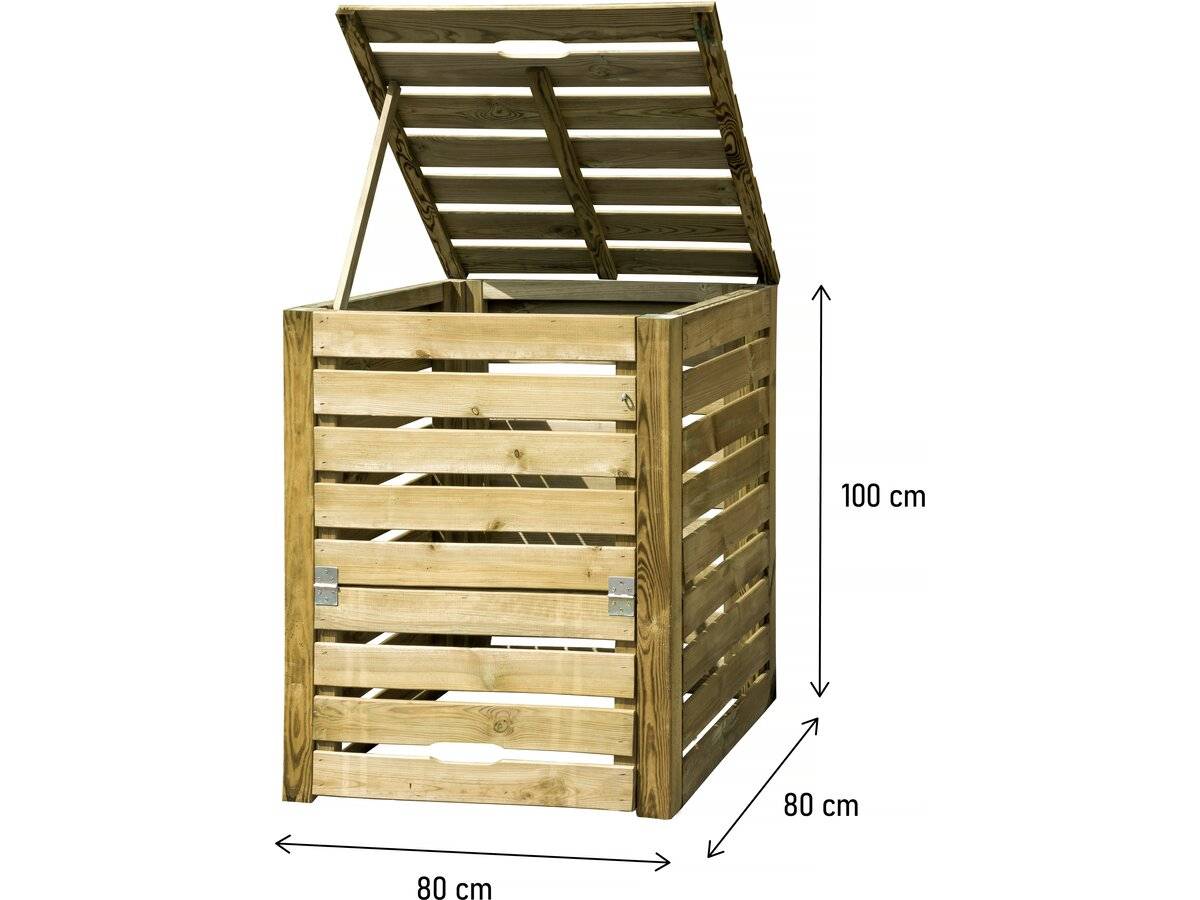 Composteur En Bois 550 L "dexter" - 80 X 80 X 100 Cm - Bois -habitat Et Jardin - Image 3