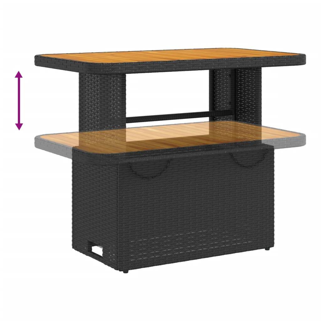 Table de Jardin Rectangulaire Noire 90cm à Plateau Relevable en Bois d'Acacia, Hauteur Ajustable – ComfortXL Outdoor Living - Image 4