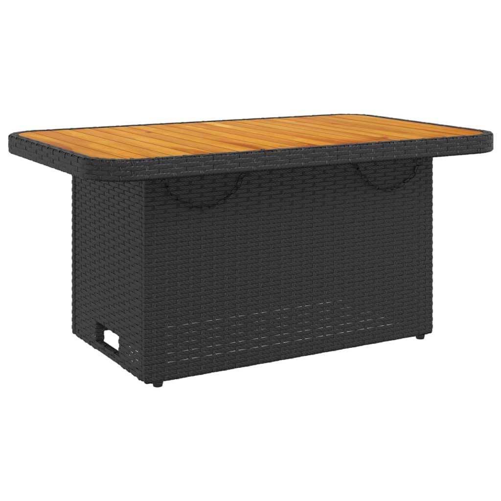 Table de Jardin Rectangulaire Noire 90cm à Plateau Relevable en Bois d'Acacia, Hauteur Ajustable – ComfortXL Outdoor Living - Image 2