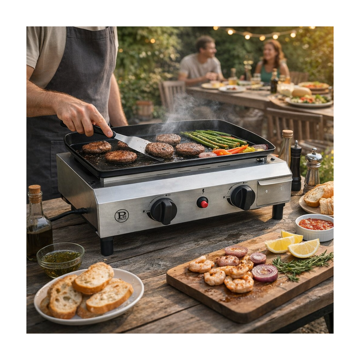 Intec - Plancha à gaz 4800W modulable 3 Hauteurs 2 Bruleurs Allumage Piezo - Plaque de cuisson Céramique 42x36cm INTEC - Image 7