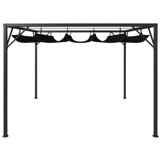 Pergola Acier avec Toit Rétractable en Tissu Polyester Abri de Jardin Anthracite 3x3 m – ComfortXL Outdoor Living - Image 4