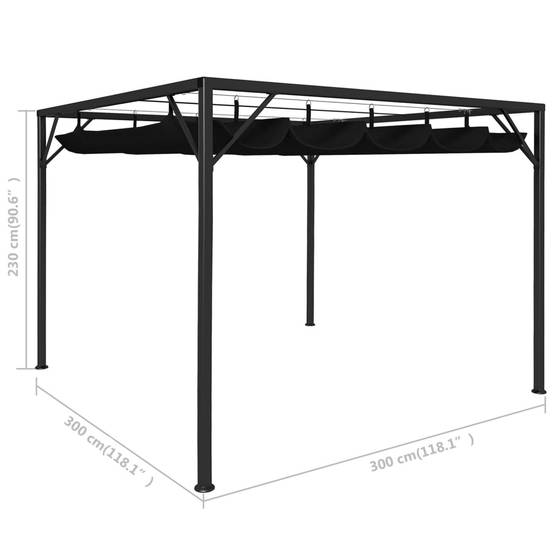Pergola Acier avec Toit Rétractable en Tissu Polyester Abri de Jardin Anthracite 3x3 m – ComfortXL Outdoor Living - Image 8
