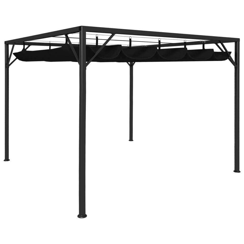 Pergola Acier avec Toit Rétractable en Tissu Polyester Abri de Jardin Anthracite 3x3 m – ComfortXL Outdoor Living - Image 1