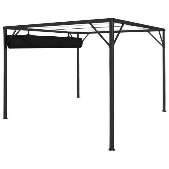 Pergola Acier avec Toit Rétractable en Tissu Polyester Abri de Jardin Anthracite 3x3 m – ComfortXL Outdoor Living - Image 5