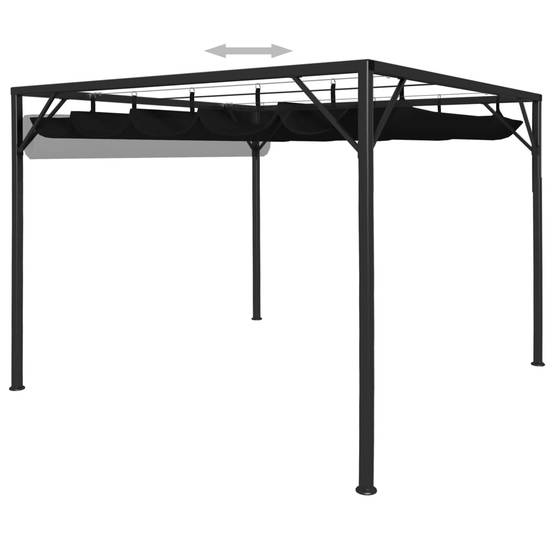 Pergola Acier avec Toit Rétractable en Tissu Polyester Abri de Jardin Anthracite 3x3 m – ComfortXL Outdoor Living - Image 2