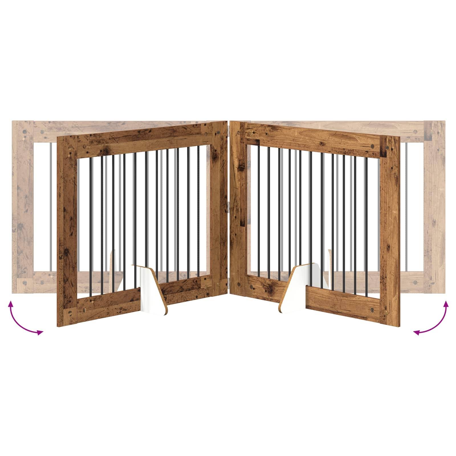 ComfortXL - Clôture chien modulable bois intérieur pliable 401cm finition bois ancien - ComfortXL Outdoor Living - Image 6