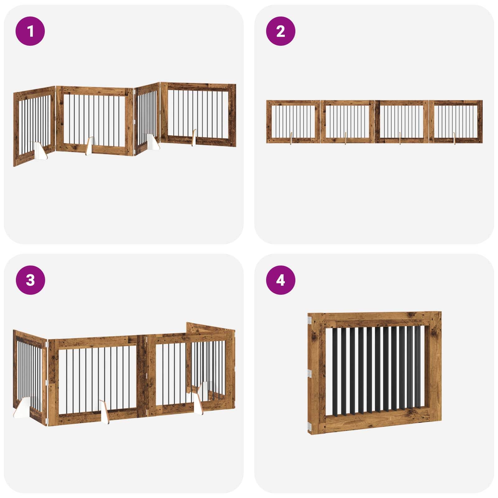 ComfortXL - Clôture chien modulable bois intérieur pliable 401cm finition bois ancien - ComfortXL Outdoor Living - Image 7