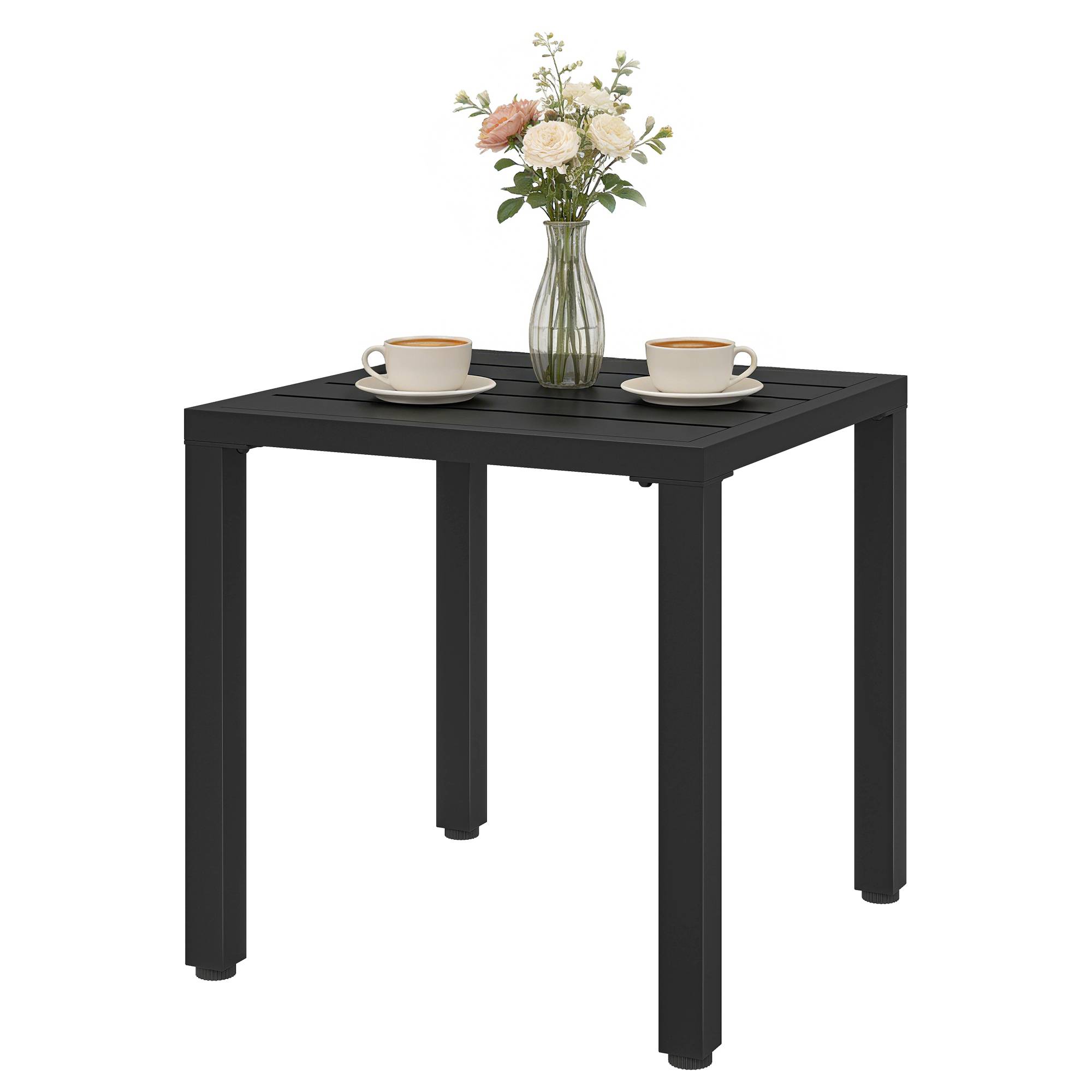 Table de jardin carrée, table de terrasse, cadre en métal, intérieur et extérieur, pour balcon, porche, patio, noir - Image 2