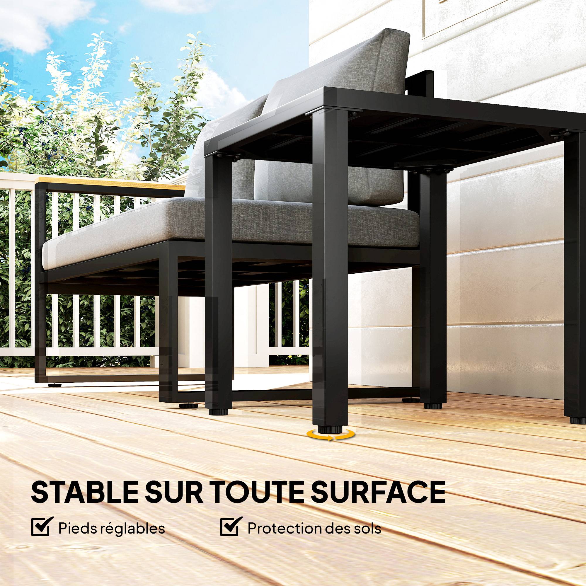 Table de jardin carrée, table de terrasse, cadre en métal, intérieur et extérieur, pour balcon, porche, patio, noir - Image 7