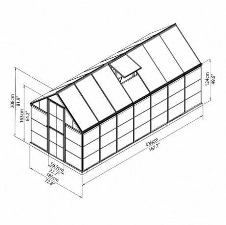 Canopia - Serre de jardin en polycarbonate Hybrid 7,88 m², Couleur Vert, Ancrage au sol Non - Image 6