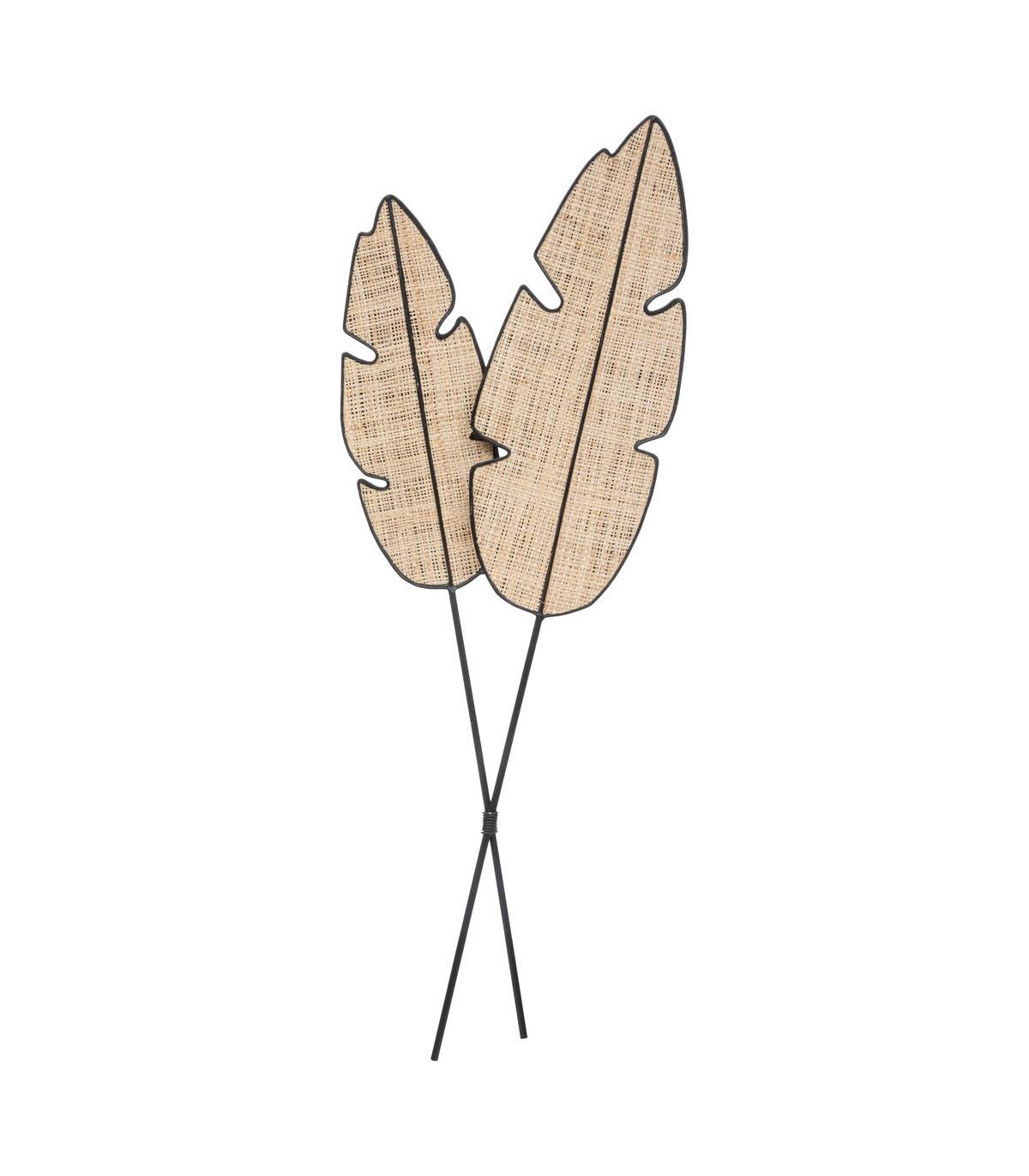 Déco murale Feuilles en roseau et métal 27 x 73 cm - Image 1