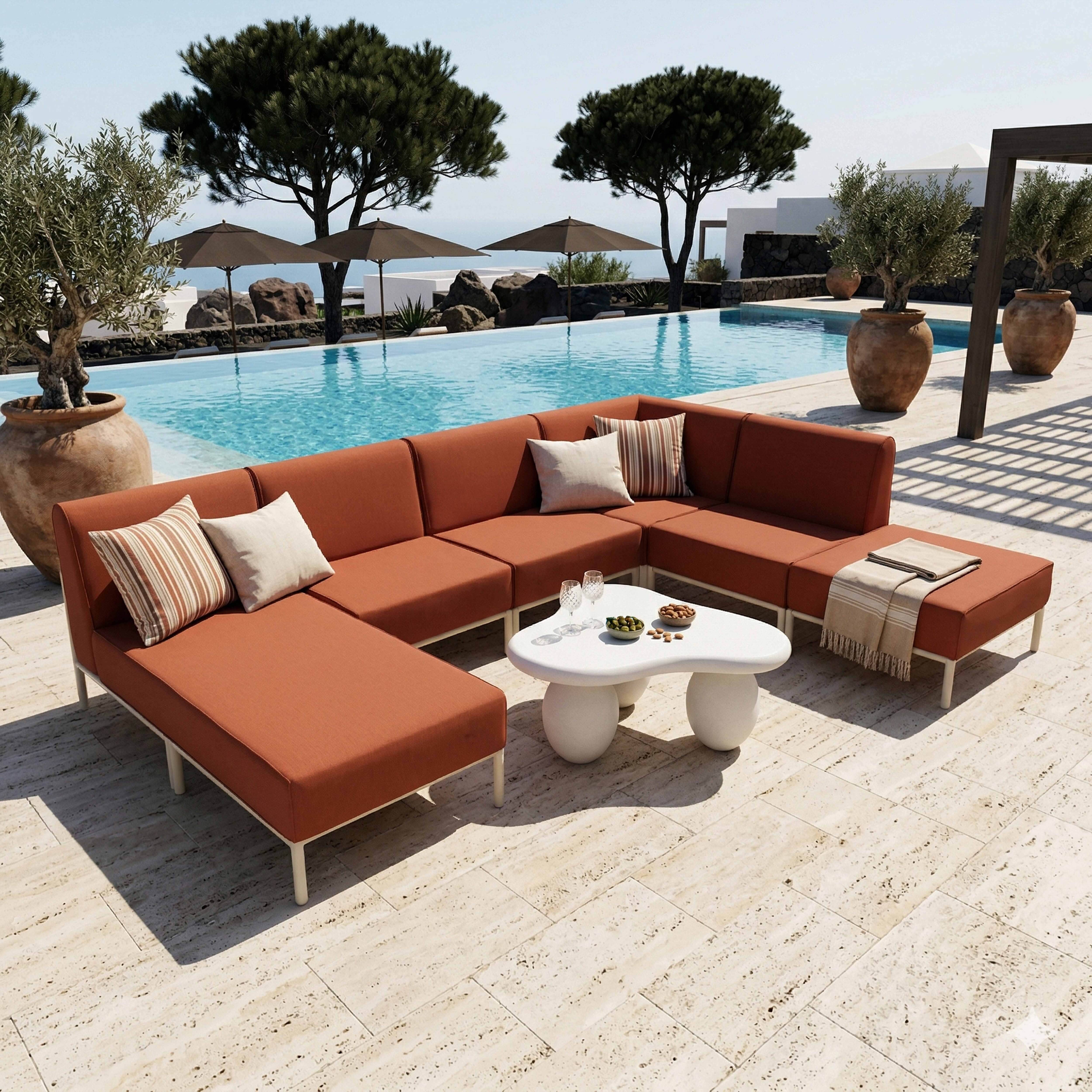Oviala - Salon de jardin bas modulable uni 6 places terracotta Patio - Oviala - Image 2