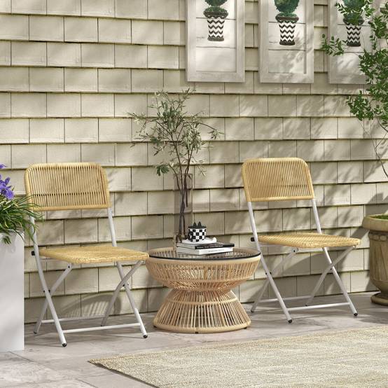 ComfortXL - Table basse de jardin ronde résine aspect rotin balcon plateau verre naturel - ComfortXL Outdoor Living - Image 4