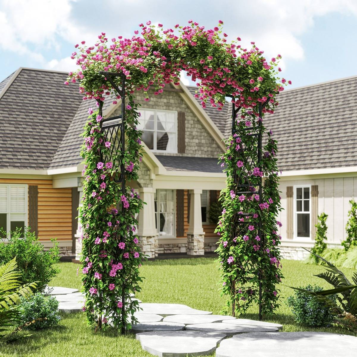 Maison Chic - Arche de Jardin Treillis 170x210cm pour Plantes Grimpantes Pergola en Métal Antirouille - Image 3