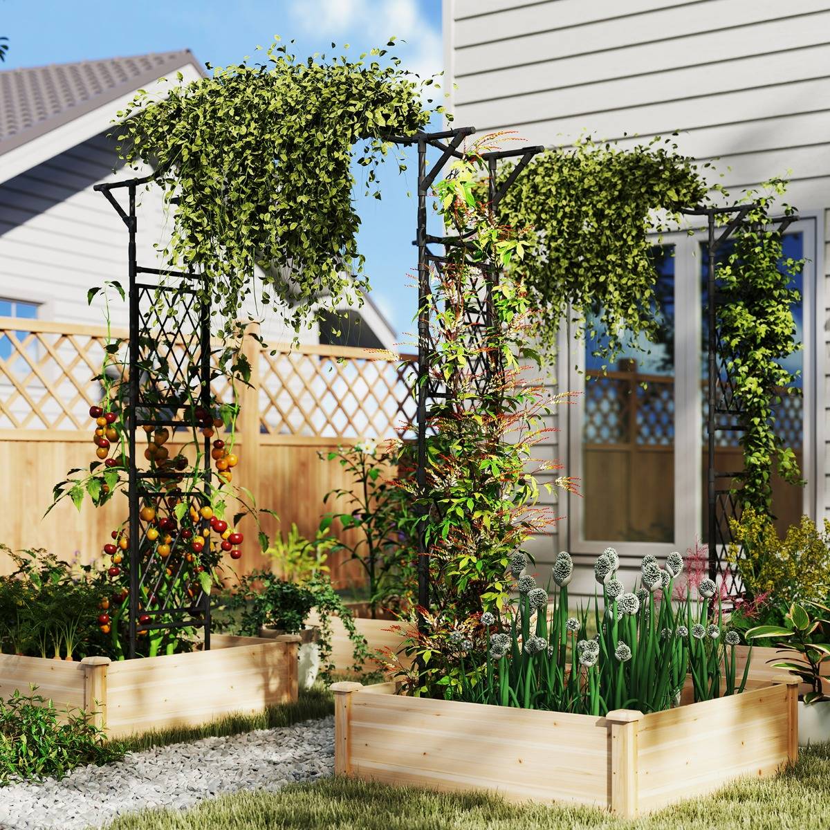 Maison Chic - Arche de Jardin Treillis 170x210cm pour Plantes Grimpantes Pergola en Métal Antirouille - Image 4