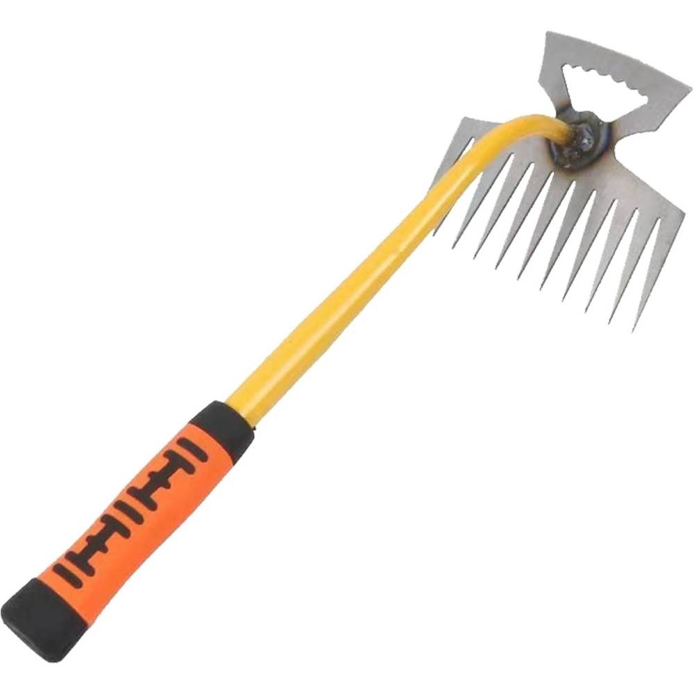 Râteau-Râteau Désherbage Désherbeur Manuel 11 Dents Acier Inoxydable 40cm 2-en-1 Jardinage - Living123 - Image 1