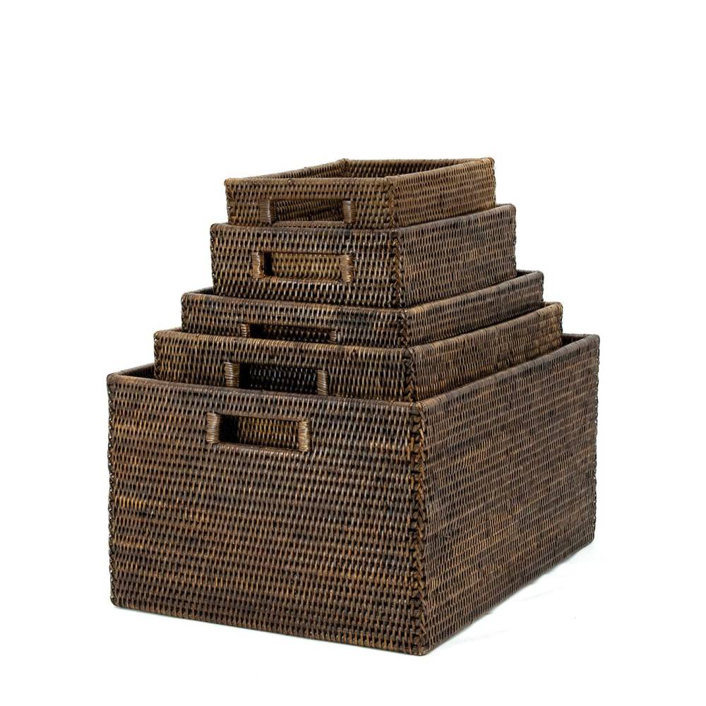 Aubry Gaspard - Panier de rangement en rotin antique Longueur 48cm - Image 4