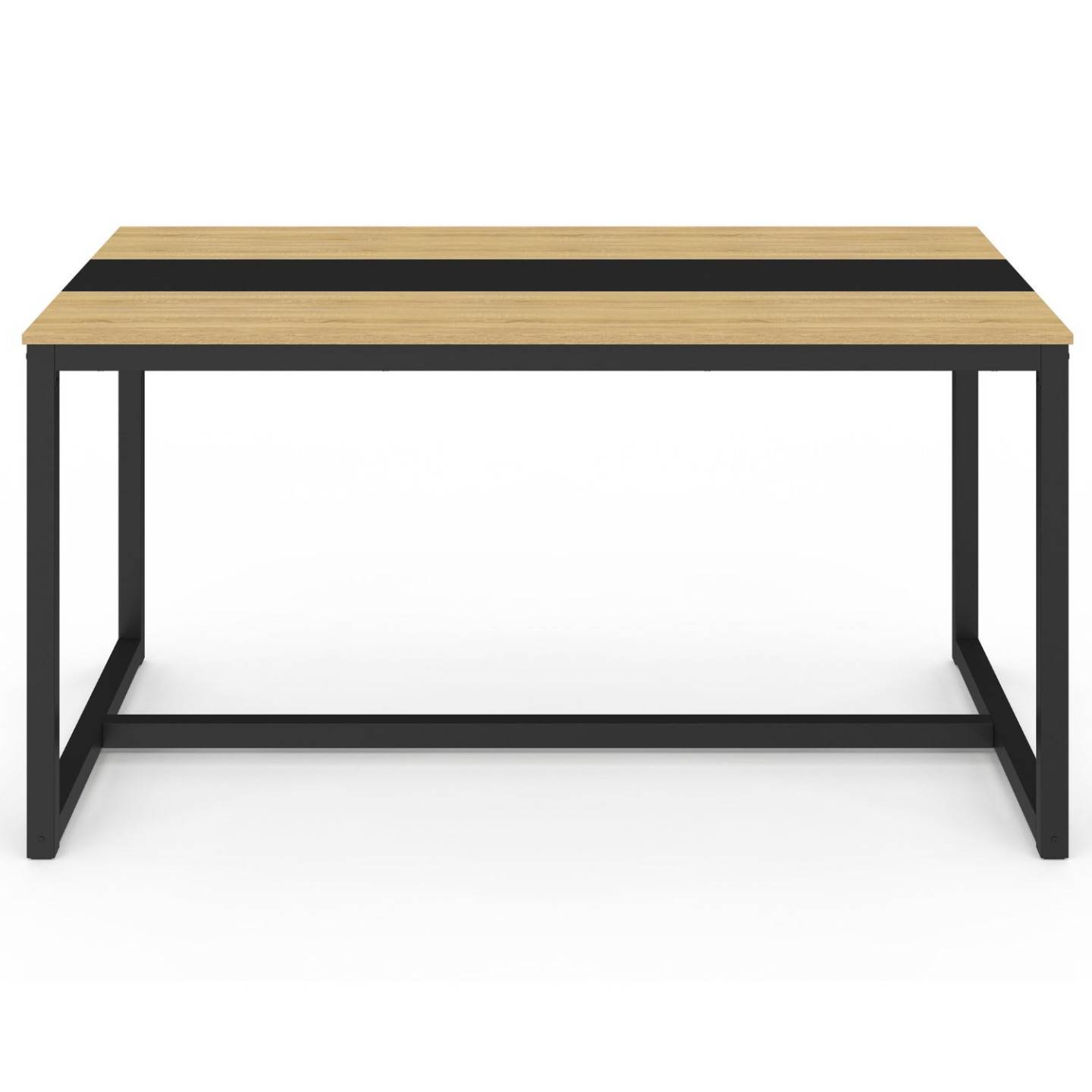 Table à manger rectangle DOVER 8 personnes bande centrale noire design industriel 150 cm - Image 3