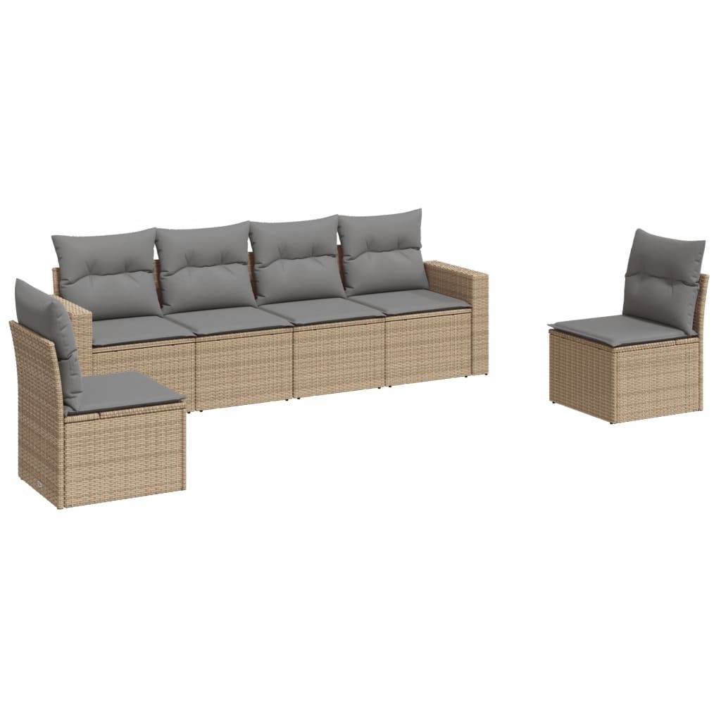 Vidaxl - Salon de jardin avec coussins 6 pcs beige résine tressée vidaXL 3251146 - Image 2