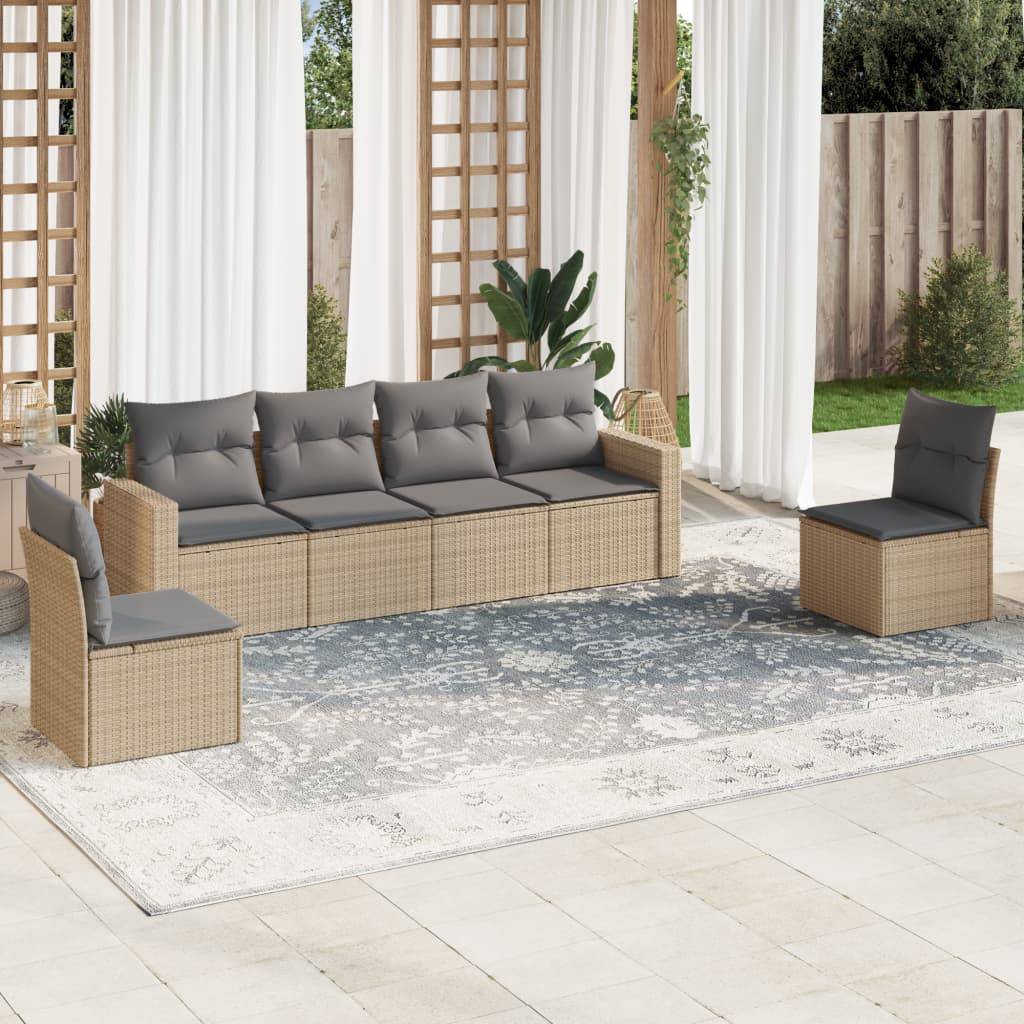 Vidaxl - Salon de jardin avec coussins 6 pcs beige résine tressée vidaXL 3251146 - Image 1