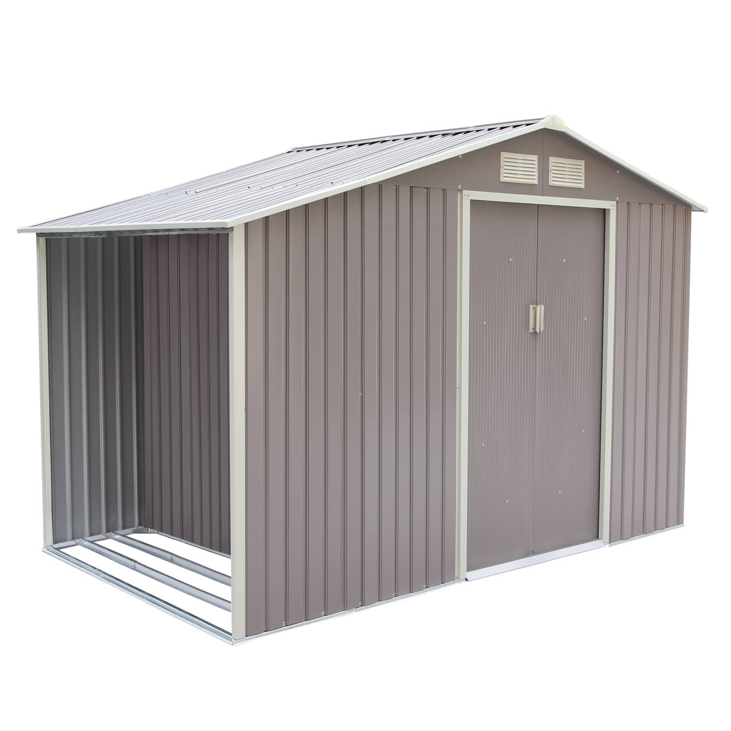 Abri de jardin avec abri bûches 6,53 m² en acier gris VENTOUX - Image 1