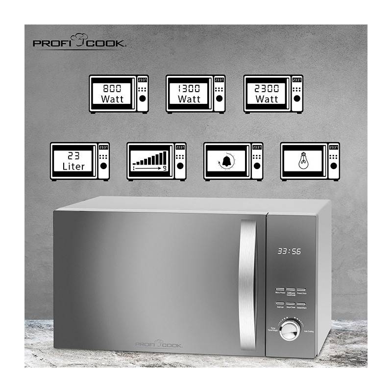 Micro-ondes avec gril et convection 3en1 23L 2300W PC-MWG 1176H Silver Proficook - Image 4