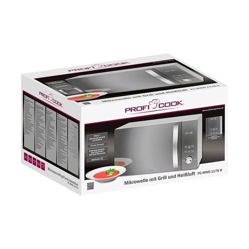 Micro-ondes avec gril et convection 3en1 23L 2300W  PC-MWG 1176H Silver Proficook - Image 8