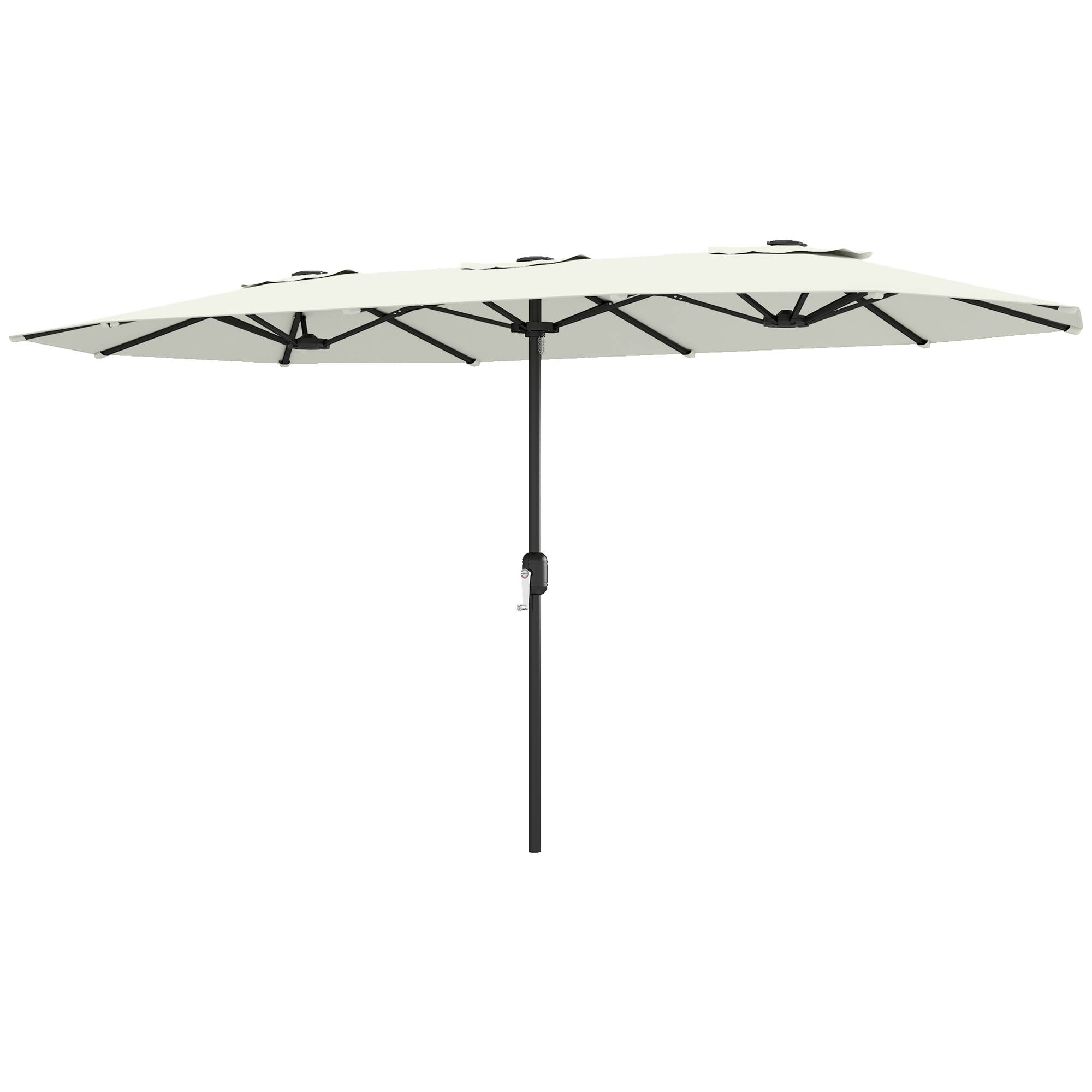 Grand parasol double en polyester ouverture manivelle et housse protection 459x266cm crème - ComfortXL Outdoor Living - Image 2