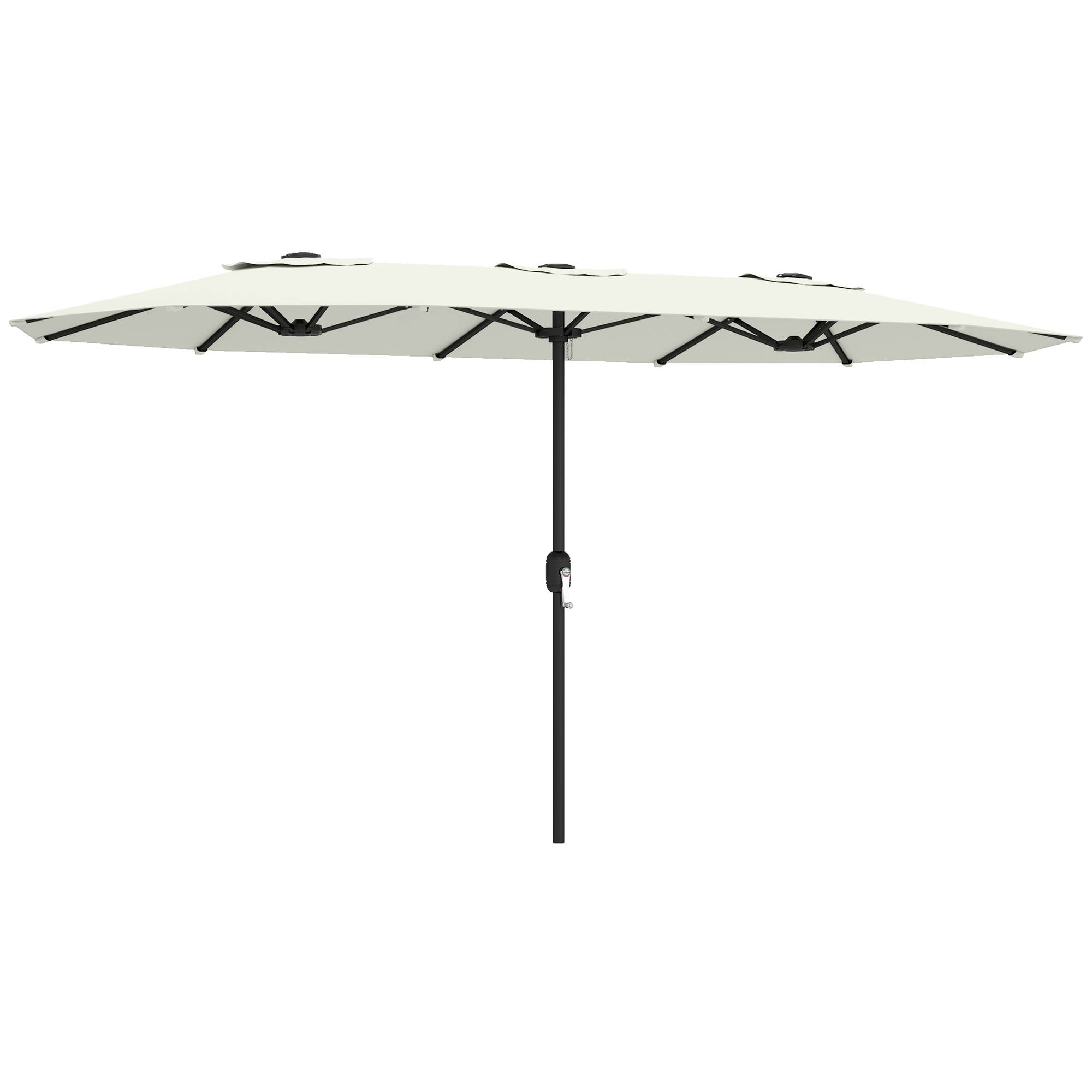 Grand parasol double en polyester ouverture manivelle et housse protection 459x266cm crème - ComfortXL Outdoor Living - Image 1