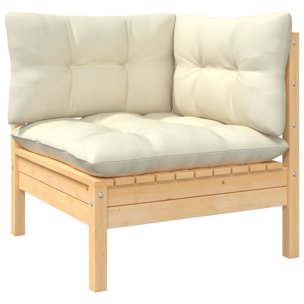 Prolenta Premium - Salon complet 9 places bois de pin et tissu (100 % polyester) crème 63,5 x 63,5 x 62,5 cm - Prolen - Image 3